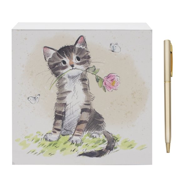 CAT WITH ROSE MEMO PAD