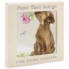 DOG WITH ROSE COASTER