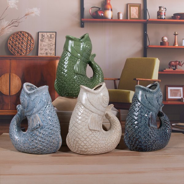 FISH JUG / VASE 23CM 4 ASST