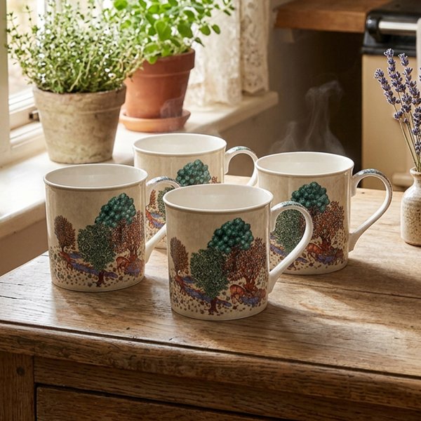 WOODLAND TAPESTRY MUGS S4