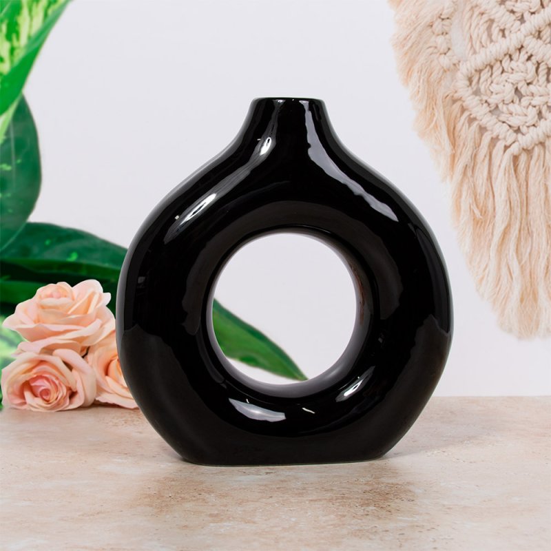 DONUT VASE BLACK 25CM Lesser & Pavey