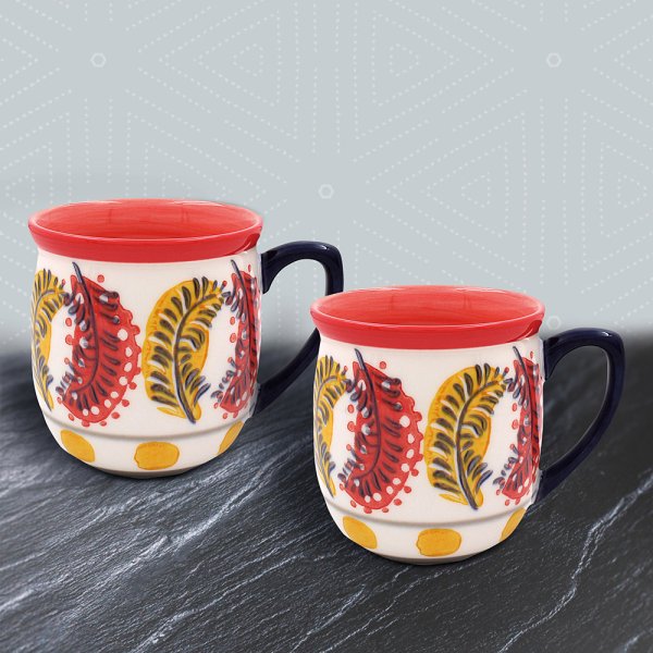 FLOWER MUGS SET 2 EMBOSSED