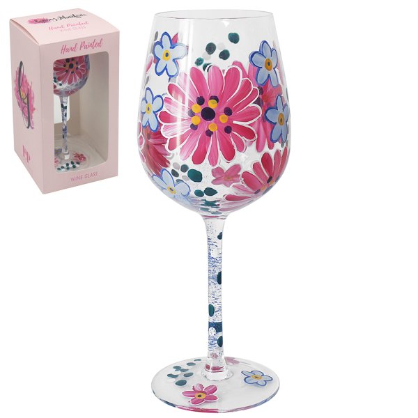 PINK GERBERA WINE GLASS