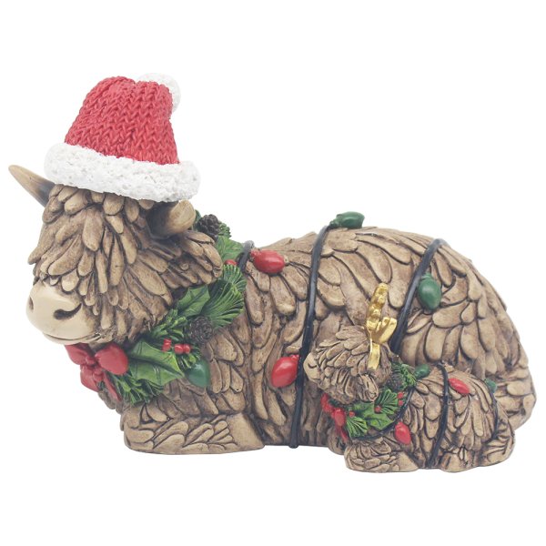XMAS HIGHLAND COW W/BABY