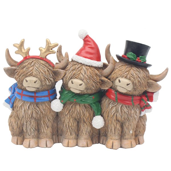 THREE XMAS HIGHLAND COWS