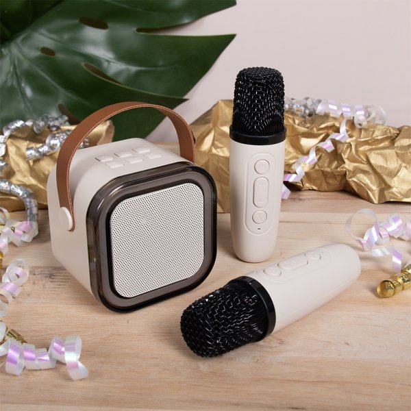 KARAOKE MACHINE 2 MICS BEIGE