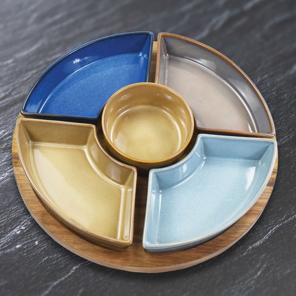 SNACK DISHES & WOOD TRAY S5