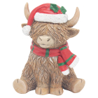 SITTING XMAS HIGHLAND COW
