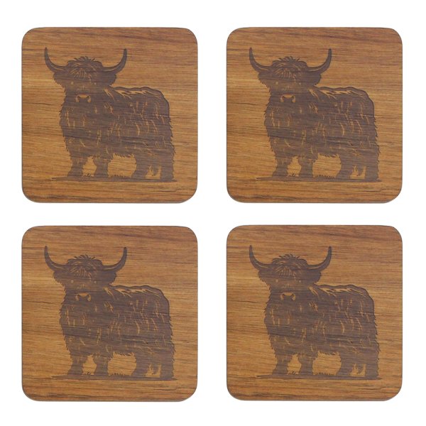 HIGHLAND COW COASTERS SET 4