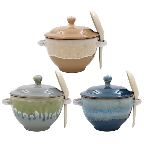 REACTIVE GLAZE SOUP BOWL 3 ASS