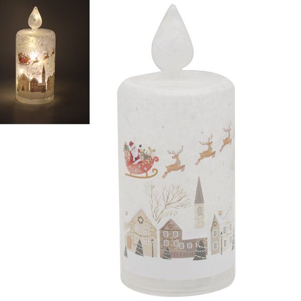 XMAS BLUE TINSEL TOWN LED CNDL