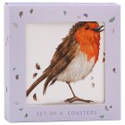 BRITISH BIRDS COASTERS SET 4