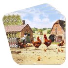 COCKEREL & HEN COASTERS SET 4