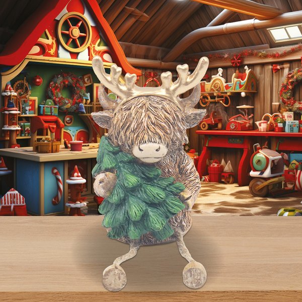 HIGHLAND COW WITH TREE