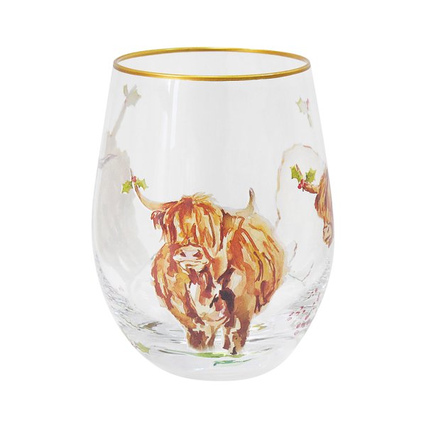 HIGHLAND COW STEMLESS GLASS