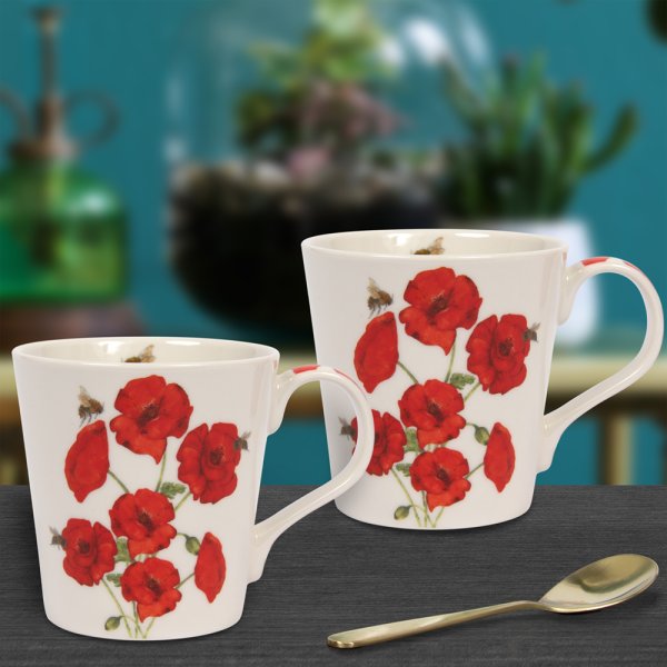 BEETANICAL POPPY MUGS SET OF 2
