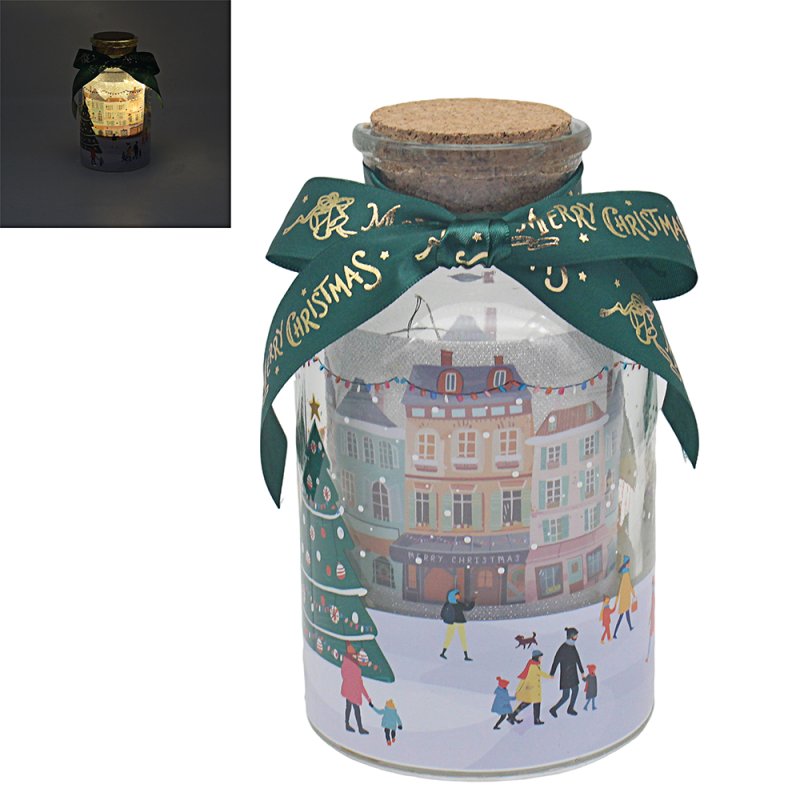 XMAS TINSEL TOWN LED BOTTLE