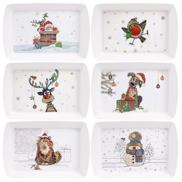 BUG ART XMAS TRAYS SMALL 6 ASS