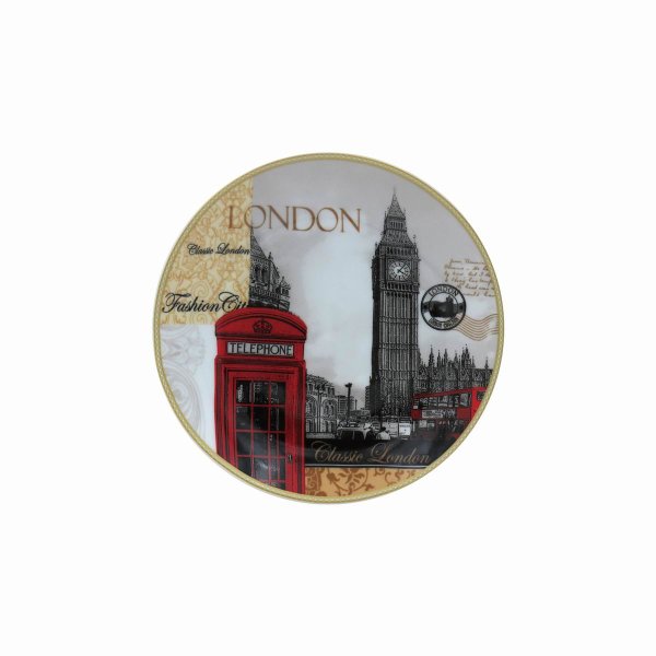 NEW LONDON PLATE W STAND 6"