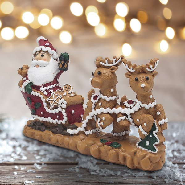 GINGERBREAD SANTA SLEIGH RDEER