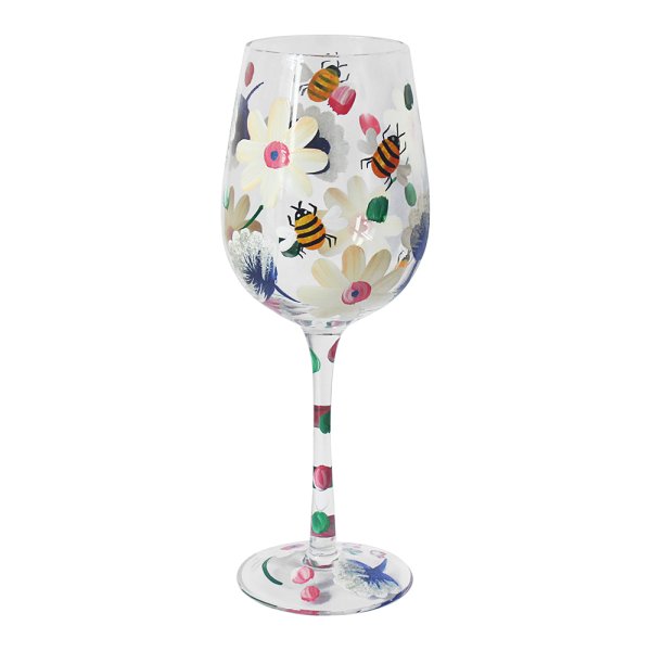 BUSY BEES WINE GLASS