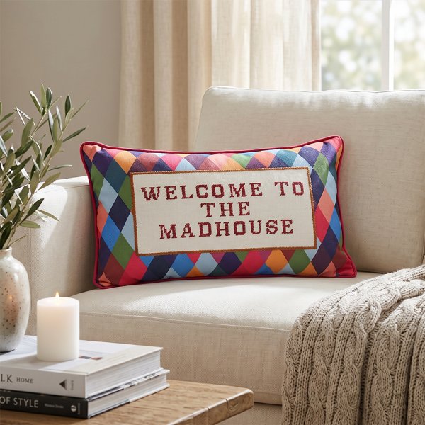 CUSHION-WELCOME TO MAD HOUSE