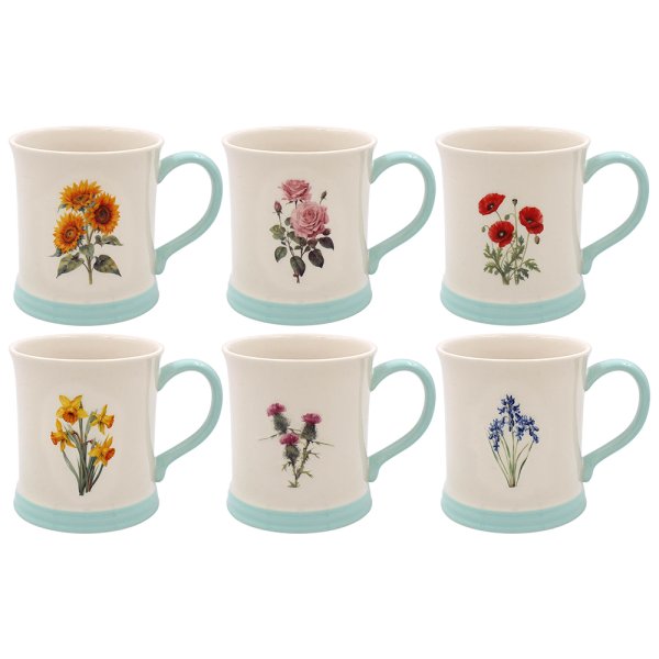 FLORAL MUGS 6 ASST EMBOSSED