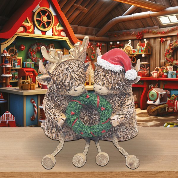 HIGHLAND COWS WITH WREATH