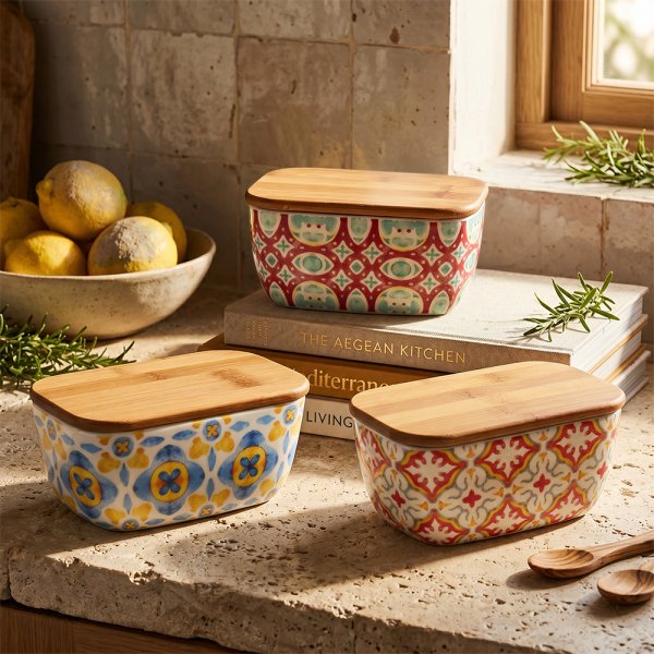 TUSCANY BUTTER DISH 3ASST