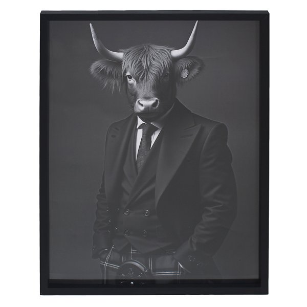 WALL ART HIGHLAND COW IN SUIT
