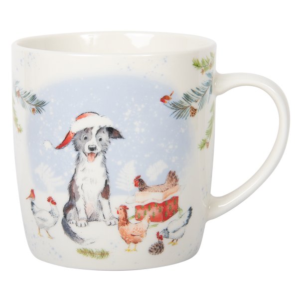 DOG WITH HENS MUG