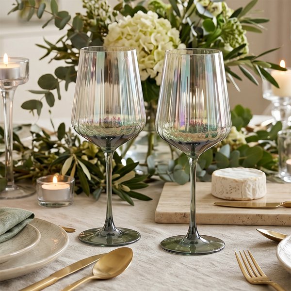 AMALFI WINE GLASSES-GREEN SET2