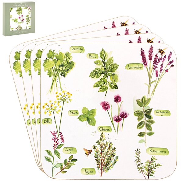 HERB GARDEN COASTERS SET 4