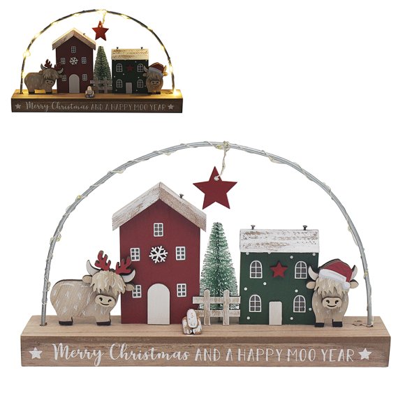 XMAS HIGHLAND COW STANDING PLQ