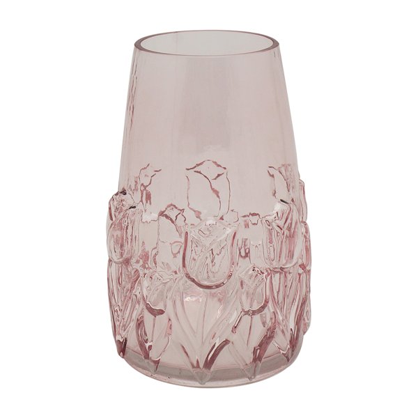 PINK FLORAL GLASS VASE SML