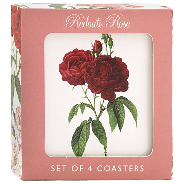 REDOUTE ROSE COASTERS SET 4 REDOUTE ROSE COASTERS SET 4
