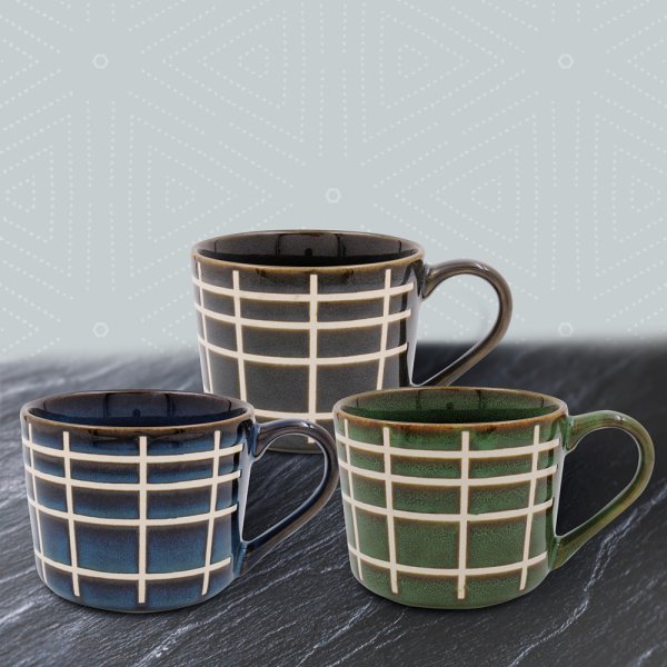 REACTIVE GLAZE MUG 3 ASST