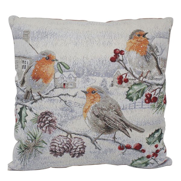 CHRISTMAS ROBINS CUSHION