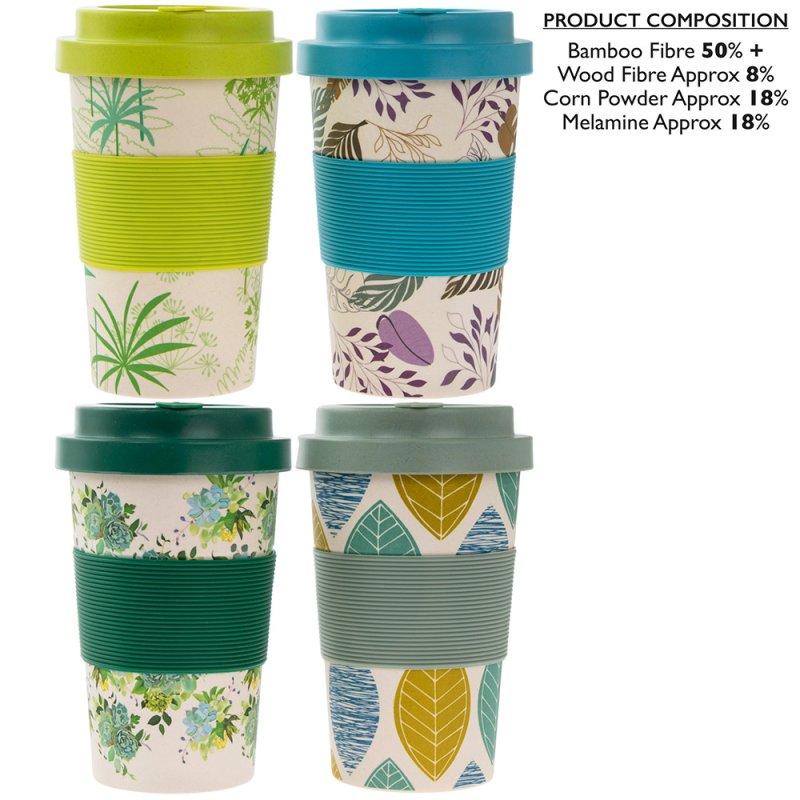 BAMBOO TRAVEL MUG 4 ASST 350ML Lesser & Pavey