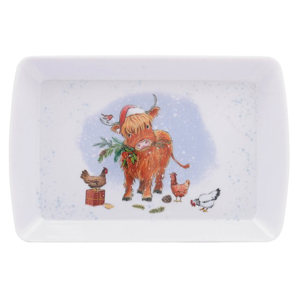 HIGHLAND COW & HENS TRAY SMALL