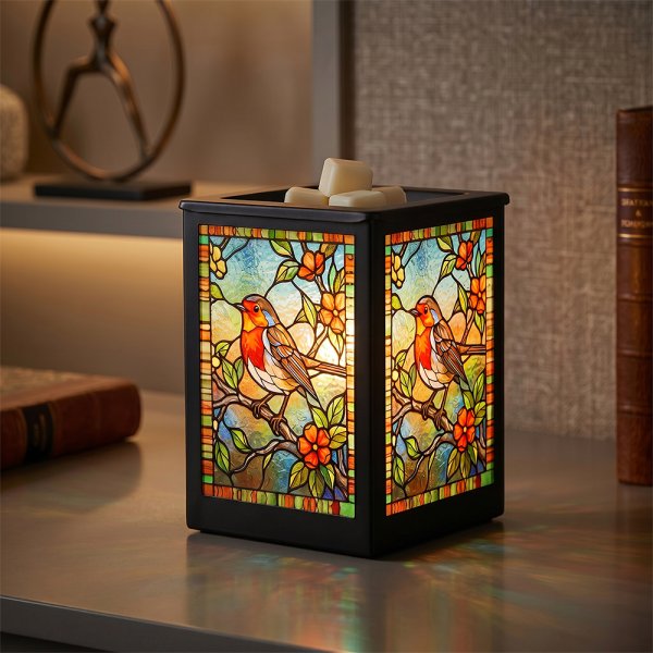 STAINED GLASS AROMALAMP ROBIN