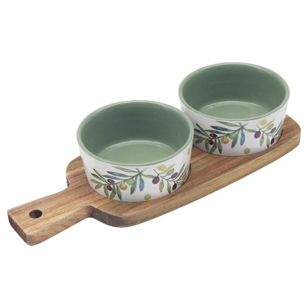 SNACK DISHES ON TRAY OLIVES