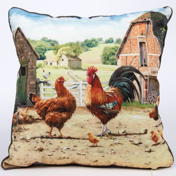 COCKEREL & HEN CUSHION