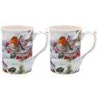 CHRISTMAS ROBINS MUGS SET OF 2