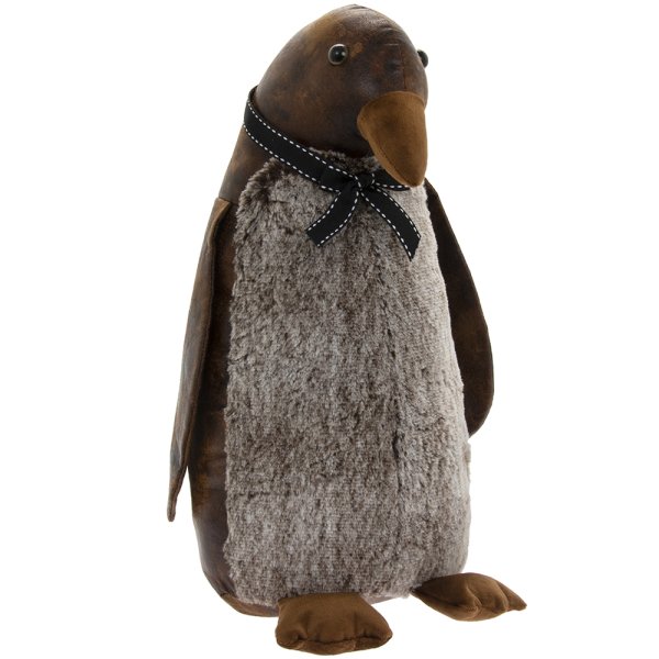 FAUX LEATHER PENGUIN DOORSTOP