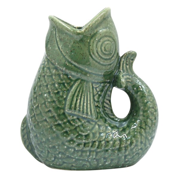 FISH JUG / VASE GREEN 17CM