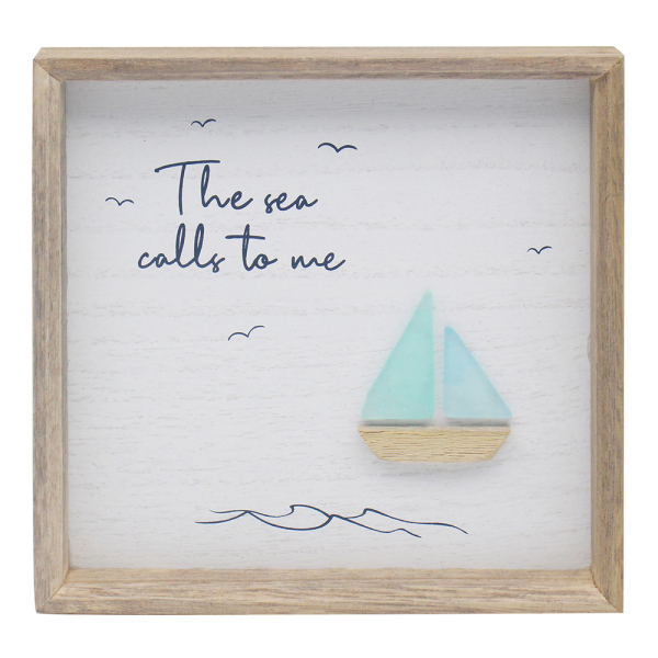 GLASS ART PLAQUE THE SEA CALLS