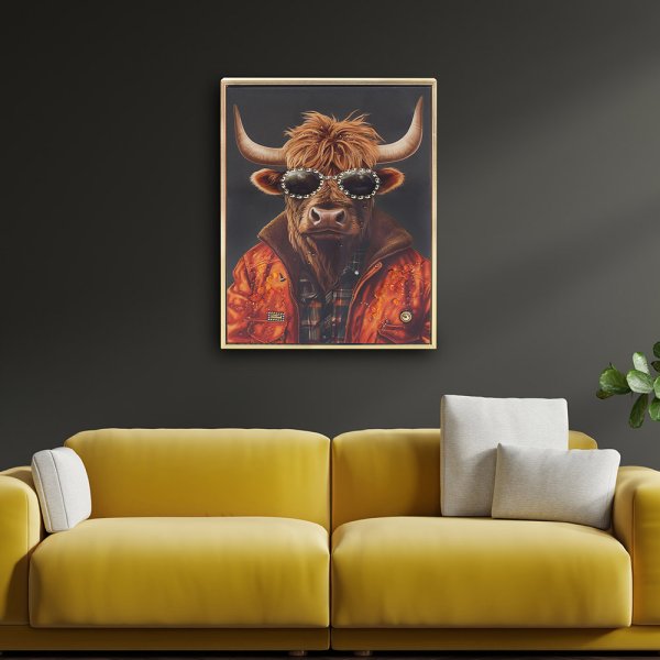 HIGHLAND COW GLASSES WALL ART