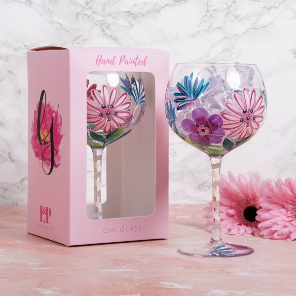PINK GERBERAS GIN GLASS
