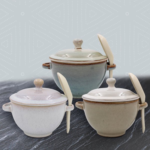 REACTIVE GLAZE SOUP BOWL 3 ASS